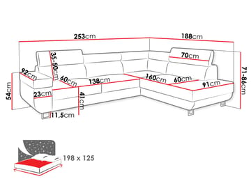 hjørnesofa Fonti Poso 03 Høyrevendt - Møbler - Sofaer - Sovesofaer - Hjørnesovesofa