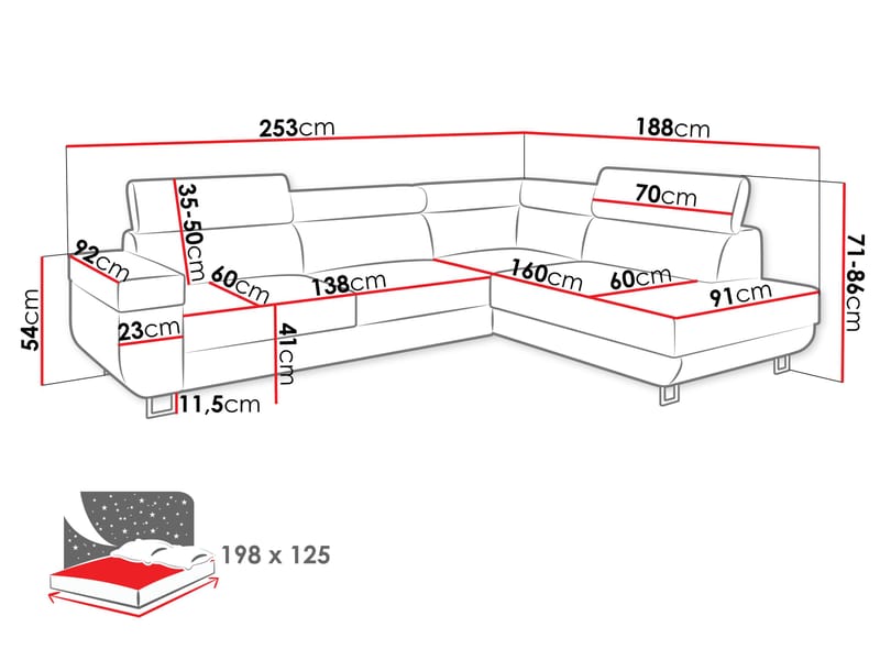 hjørnesofa Fonti Poso 03 Høyrevendt - Møbler - Sofaer - Sovesofaer - Hjørnesovesofa