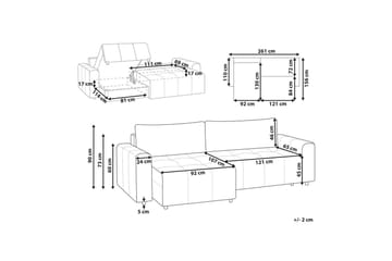 Hjørnesofa høyrevendt Innvik - Brun, 213x156 cm - Møbler - Sofaer - Sovesofaer - Langsgående sovesofa