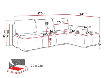 hjørnesofa Hjørnesofa BESTII Lumo 40 Venstre - Møbler - Sofaer - Sovesofaer - Langsgående sovesofa
