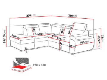 hjørnesofa Hjørnesofa BOSTON 2 Flow 21 Høyre - Møbler - Sofaer - Sovesofaer - Langsgående sovesofa