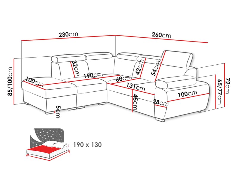 hjørnesofa Hjørnesofa BOSTON 2 Flow 21 Høyre - Møbler - Sofaer - Sovesofaer - Langsgående sovesofa