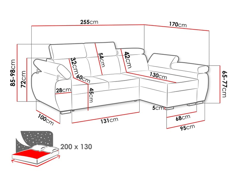 hjørnesofa Hjørnesofa BOSTON MINI Flow 17 Høyre - Møbler - Sofaer - Sovesofaer - Langsgående sovesofa