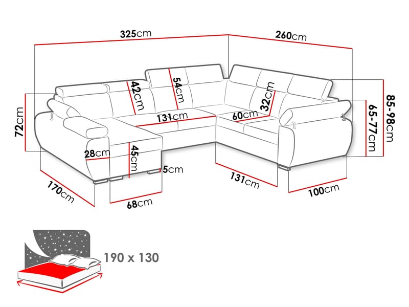 hjørnesofa Hjørnesofa BOSTON U Flow 17 Høyre - Møbler - Sofaer - Sovesofaer - Hjørnesovesofa