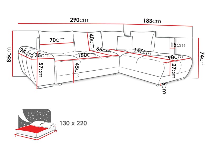 hjørnesofa Hjørnesofa FORREST Lumo 55 Høyre - Møbler - Sofaer - Sovesofaer - Langsgående sovesofa
