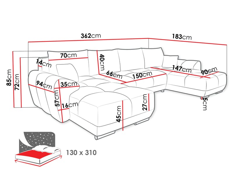 hjørnesofa Hjørnesofa LOGO U Lumo 40 - Møbler - Sofaer - Sovesofaer - Hjørnesovesofa