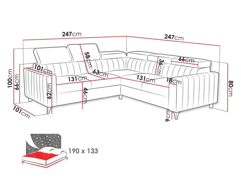 hjørnesofa Hjørnesofa MILANO 2R2 Flow 21 - Møbler - Sofaer - Sovesofaer - Hjørnesovesofa