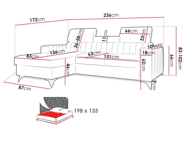 hjørnesofa Hjørnesofa MILANO DM Flow 21 Høyre - Møbler - Sofaer - Sovesofaer - Langsgående sovesofa