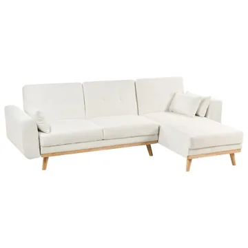 Hjørnesofa Kaarina - Hvit, brun - Møbler - Sofaer - Sovesofaer - Hjørnesovesofa