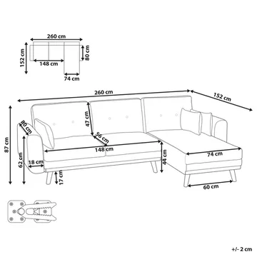 Hjørnesofa Kaarina - Hvit, brun - Møbler - Sofaer - Sovesofaer - Hjørnesovesofa