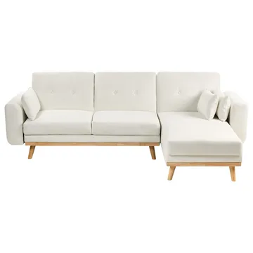 Hjørnesofa Kaarina - Hvit, brun - Møbler - Sofaer - Sovesofaer - Hjørnesovesofa