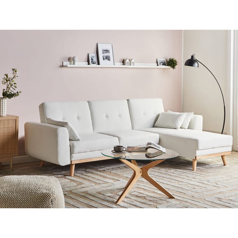 Hjørnesofa Kaarina - Hvit, brun - Møbler - Sofaer - Sovesofaer - Hjørnesovesofa