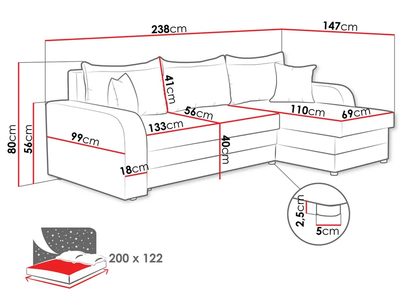 hjørnesofa Kris Poso 03 - Møbler - Sofaer - Sovesofaer - Hjørnesovesofa