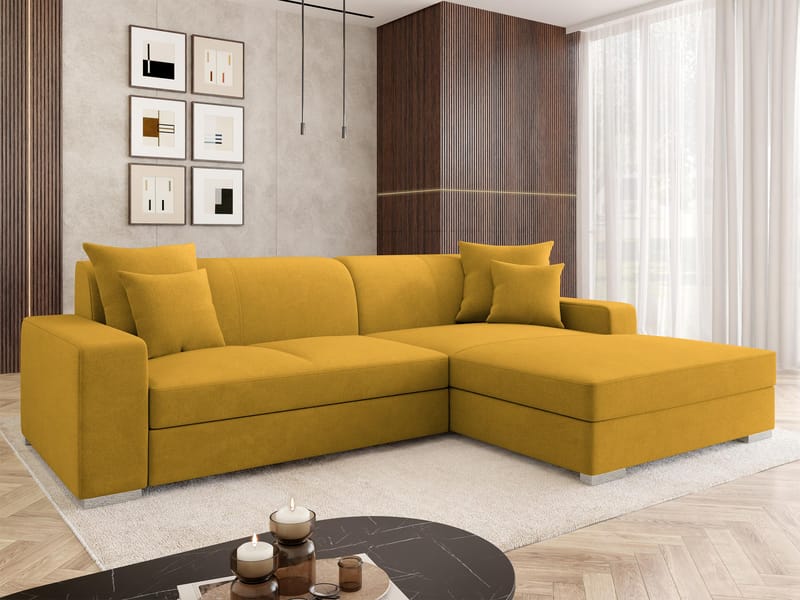 hjørnesofa Mexico Velo 626 Høyrevendt - gul - Møbler - Sofaer - Sovesofaer - Hjørnesovesofa
