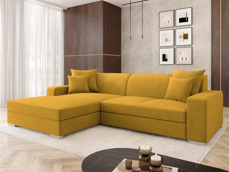 hjørnesofa Mexico Velo 626 Venstrevendt - gul - Møbler - Sofaer - Sovesofaer - Hjørnesovesofa