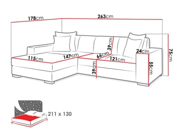 hjørnesofa Mexico Velo 626 Venstrevendt - gul - Møbler - Sofaer - Sovesofaer - Hjørnesovesofa