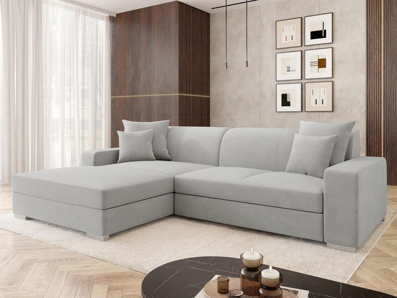 hjørnesofa Mexico Velo 633 Venstrevendt - grå - Møbler - Sofaer - Sovesofaer - Hjørnesovesofa