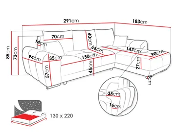 hjørnesofa NO_BRAND Hjørnesofa LOGO L Lumo 40 - Møbler - Sofaer - Sovesofaer - Hjørnesovesofa
