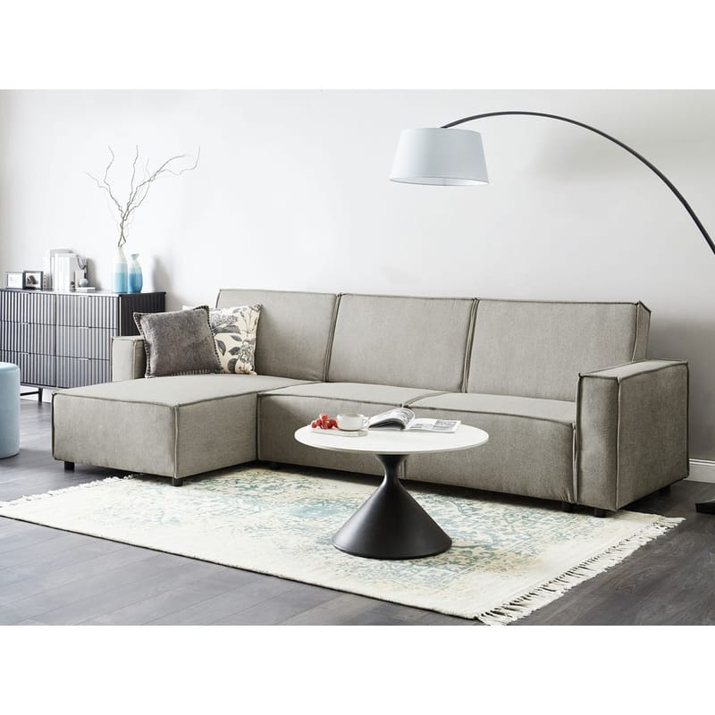 Hjørnesofa Romedal II - Beige, svart/Høyrevendt - Møbler - Sofaer - Sovesofaer - Hjørnesovesofa