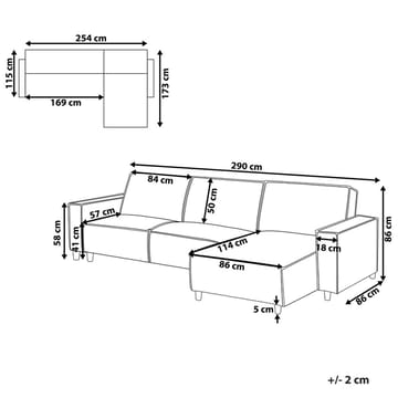 Hjørnesofa Romedal II - Grå, svart/ Venstrevendt - Møbler - Sofaer - Sovesofaer - Hjørnesovesofa