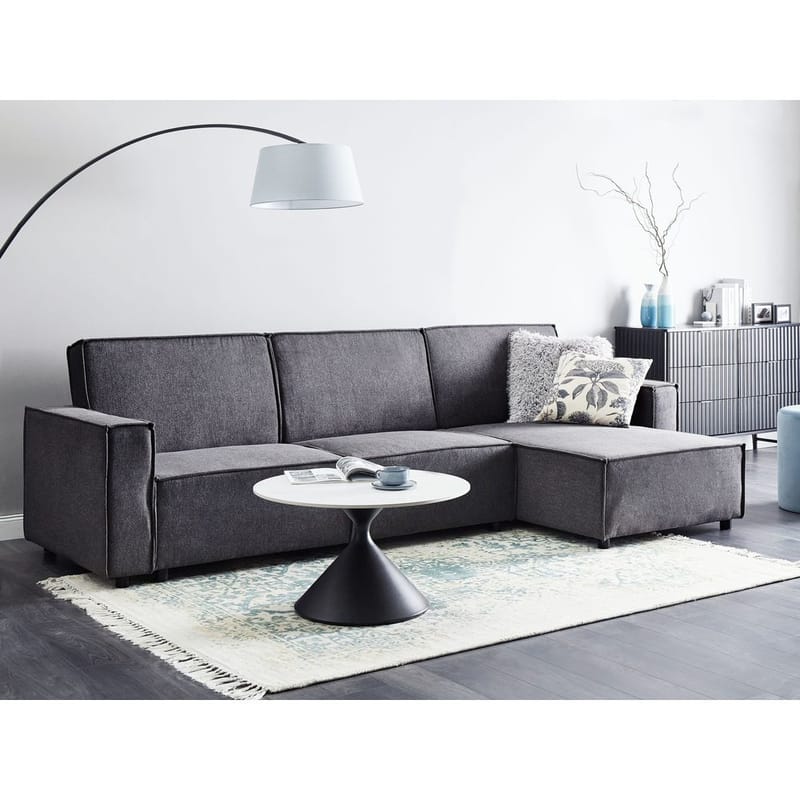 Hjørnesofa Romedal II - Grå, svart/ Venstrevendt - Møbler - Sofaer - Sovesofaer - Hjørnesovesofa