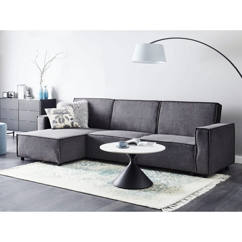 Hjørnesofa Romedal II - Grå, svart/Høyrevendt - Møbler - Sofaer - Sovesofaer - Hjørnesovesofa