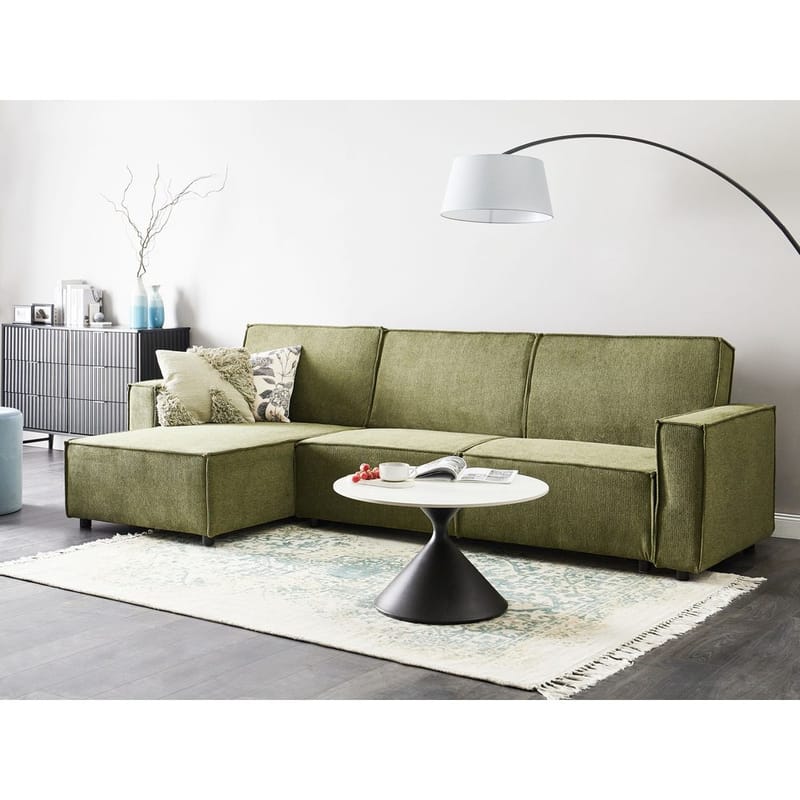 Hjørnesofa Romedal II - Grønn, Svart/Høyrevendt - Møbler - Sofaer - Sovesofaer - Hjørnesovesofa