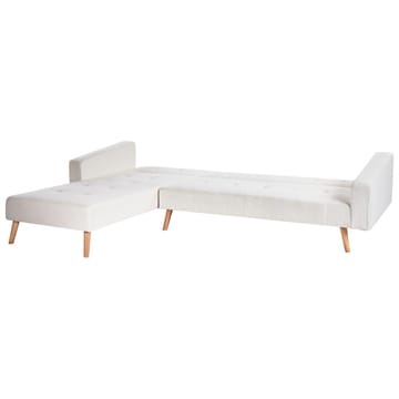 Hjørnesofa Vadso - Hvit, lyst tre/Høyrevendt - Møbler - Sofaer - Sovesofaer - Hjørnesovesofa