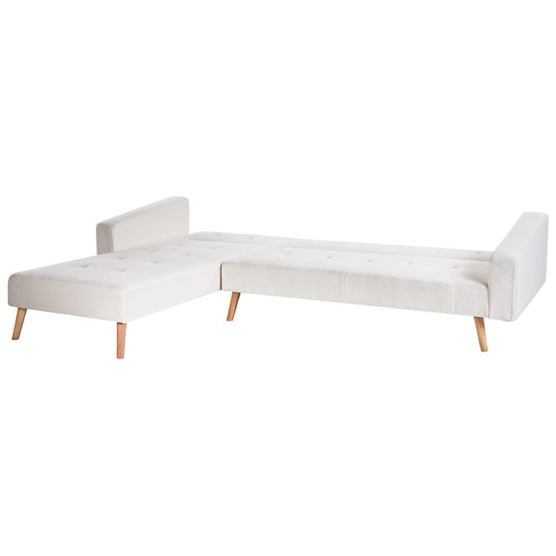 Hjørnesofa Vadso - Hvit, lyst tre/Høyrevendt - Møbler - Sofaer - Sovesofaer - Hjørnesovesofa