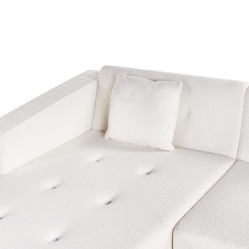 Hjørnesofa Vadso - Hvit, lyst tre/Høyrevendt - Møbler - Sofaer - Sovesofaer - Hjørnesovesofa