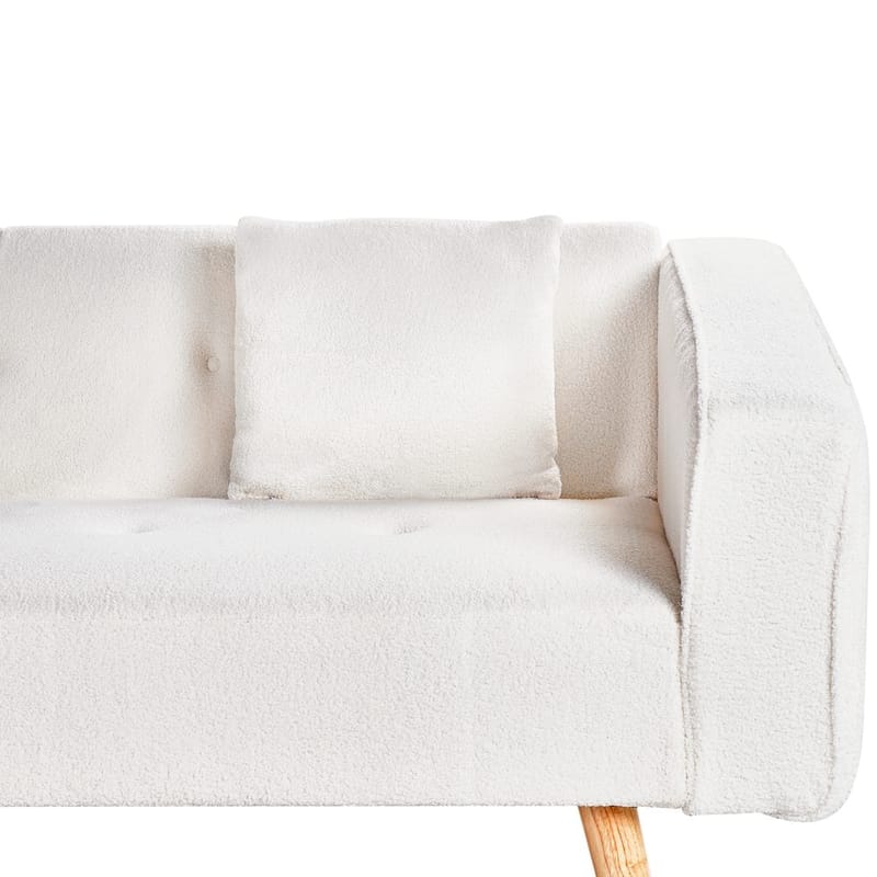 Hjørnesofa Vadso - Hvit, lyst tre/Høyrevendt - Møbler - Sofaer - Sovesofaer - Hjørnesovesofa