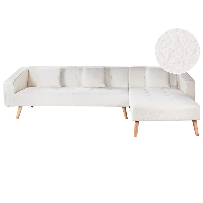 Hjørnesofa Vadso, Hvit, lyst tre/Venstrevendt