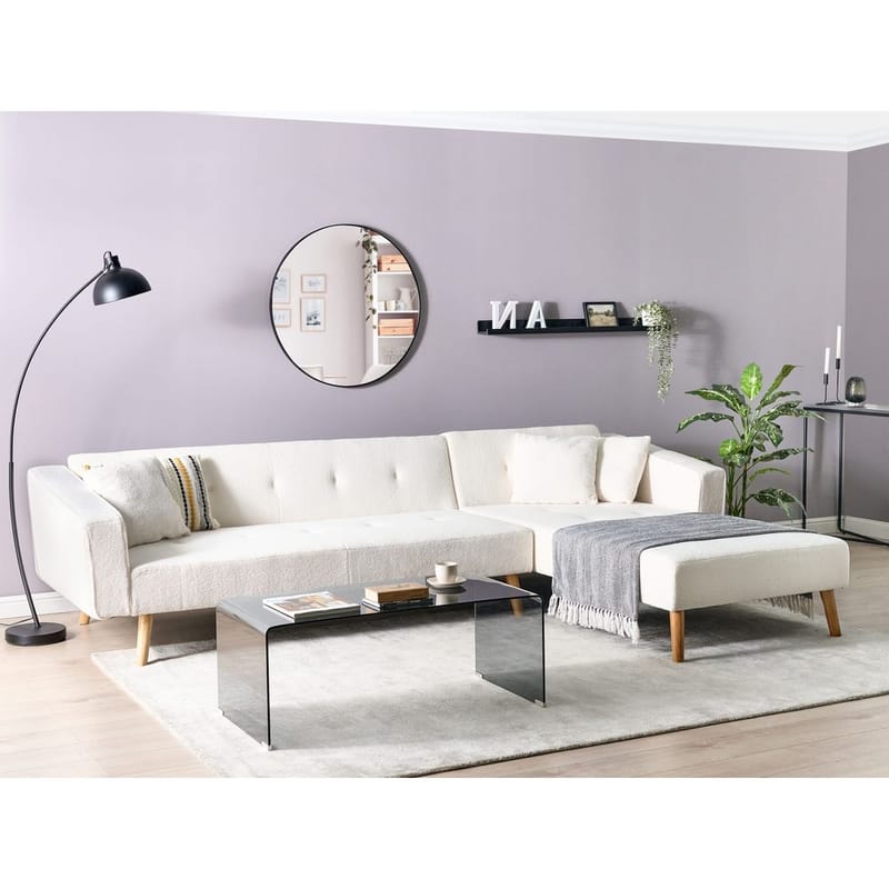 Hjørnesofa Vadso - Hvit, lyst tre/Venstrevendt - Møbler - Sofaer - Sovesofaer - Hjørnesovesofa