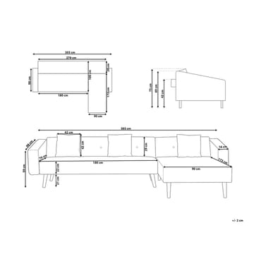Hjørnesofa Vadso - Hvit, lyst tre/Venstrevendt - Møbler - Sofaer - Sovesofaer - Hjørnesovesofa