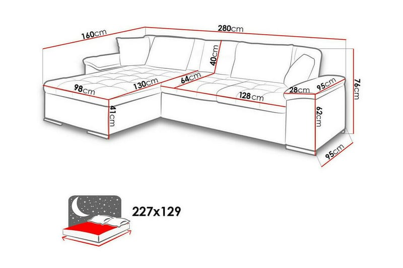 3-seters Hjørnesovesofa Camior - Beige/Lys Beige - Hjørnesovesofa