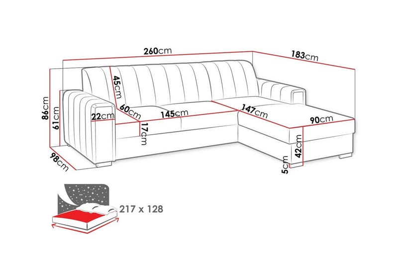 3-seters Hjørnesovesofa Denegal - Beige - Hjørnesovesofa