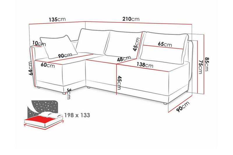 3-seters Hjørnesovesofa Denegal - Beige - Hjørnesovesofa