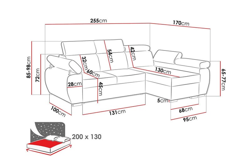 3-seters Hjørnesovesofa Denegal - Beige - Hjørnesovesofa