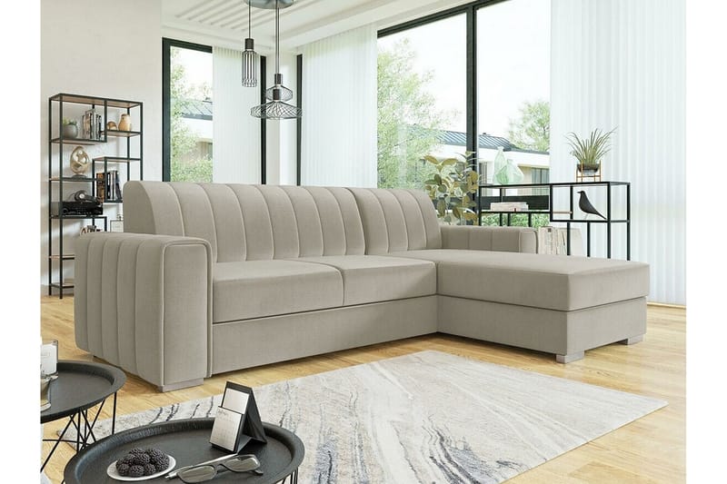 3-seters Hjørnesovesofa Denegal - Beige/Lys Beige - Møbler - Sofaer - Sovesofaer - Hjørnesovesofa