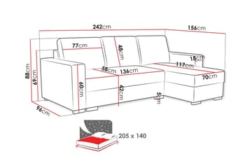 3-seters Hjørnesovesofa Denegal - Grå - Møbler - Sofaer - Sovesofaer - Hjørnesovesofa