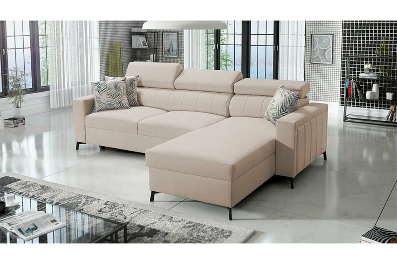 3-seters Hjørnesovesofa Galbally - Beige - Møbler - Sofaer - Sovesofaer - Langsgående sovesofa