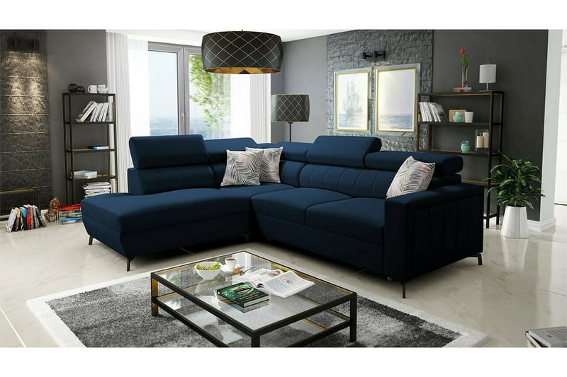 3-seters Hjørnesovesofa Galbally - Mørkeblå - Møbler - Sofaer - Sovesofaer - Langsgående sovesofa