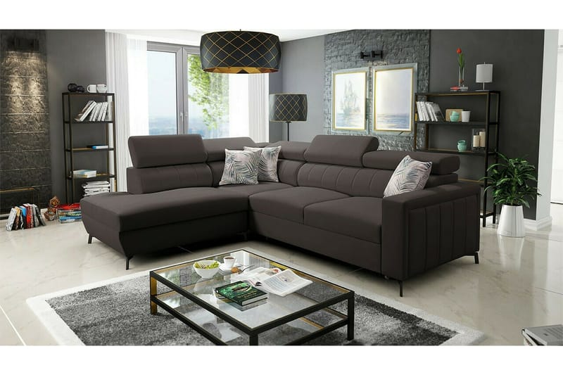 3-seters Hjørnesovesofa Galbally - Mørkebrun - Møbler - Sofaer - Sovesofaer - Langsgående sovesofa