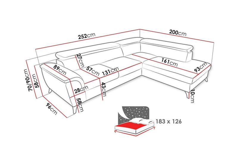 3-seters Hjørnesovesofa Graystone - Beige - Møbler - Sofaer - Sovesofaer - Langsgående sovesofa