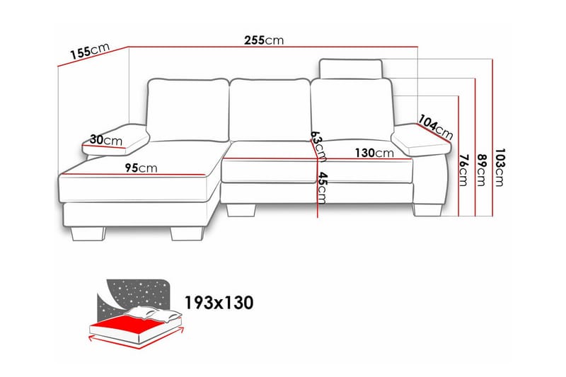 3-seters Hjørnesovesofa Graystone - Beige - Hjørnesovesofa