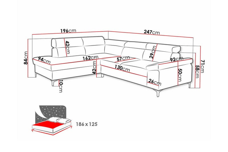 3-seters Hjørnesovesofa Graystone - Cream - Hjørnesovesofa