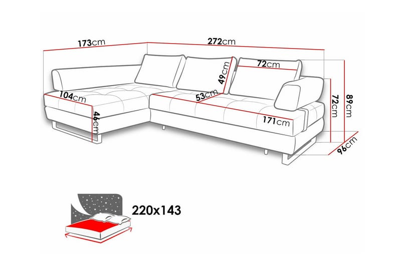 3-seters Hjørnesovesofa Graystone - Cream - Hjørnesovesofa