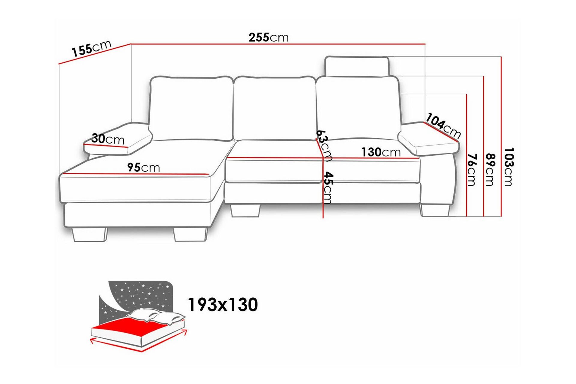 3-seters Hjørnesovesofa Graystone - Mørkegrå - Møbler - Sofaer - Sovesofaer - Hjørnesovesofa