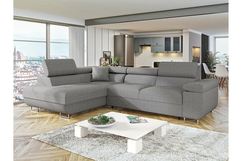 3-seters Hjørnesovesofa Kintore - Lysegrå - Møbler - Sofaer - Sovesofaer - Langsgående sovesofa