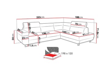 3-seters Hjørnesovesofa Kintore - Mørkegul - Møbler - Sofaer - Sovesofaer - Langsgående sovesofa